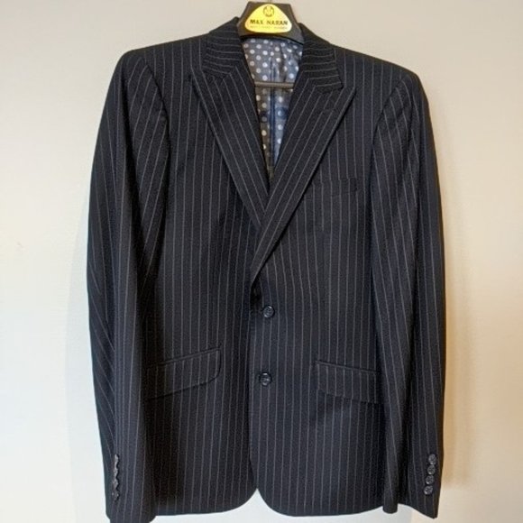 Sondergaard Men's Navy Blue Pinstriped Suit 38R Pants 34/30 - Picture 1 of 6